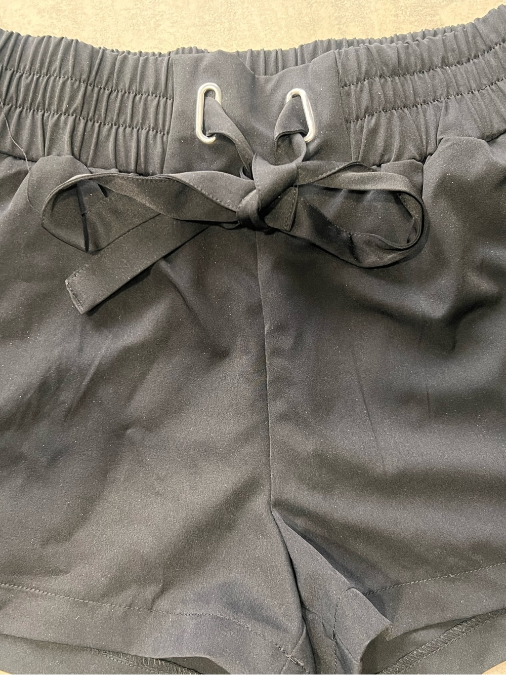 Black Drawstring Elastic Waist Shorts